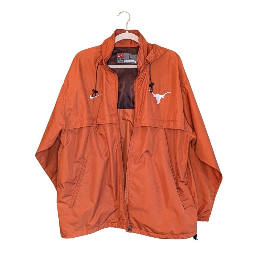 Nike Texas Longhorns Full Zip Windbreaker Jacket Orange Longhorn Logo Size Large